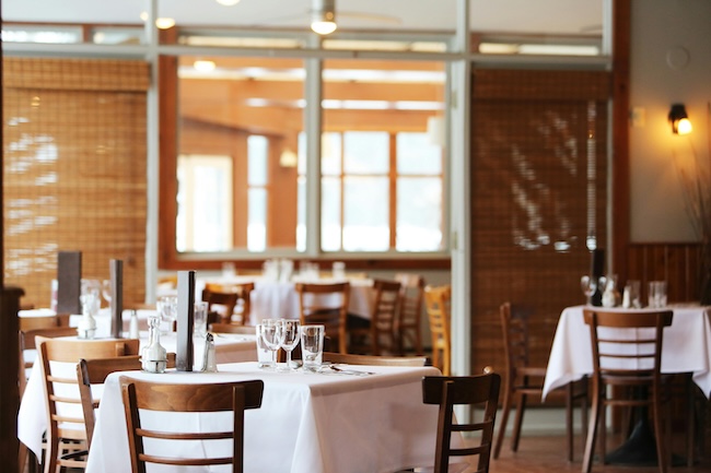 Modern restaurant dining area with digital management